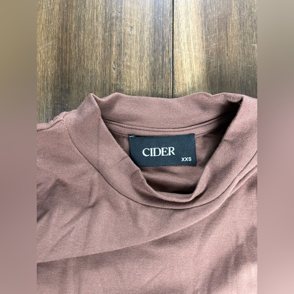 NWOT Cider size Sleeveless Brown Ruched Side Mock Neck Cropped tank y2k Fitted - Picture 4 of 4